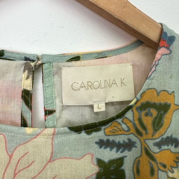 Anthropologie Carolina K Women’s Blue Large Floral Printed Pullover Blouse - Picture 5 of 14